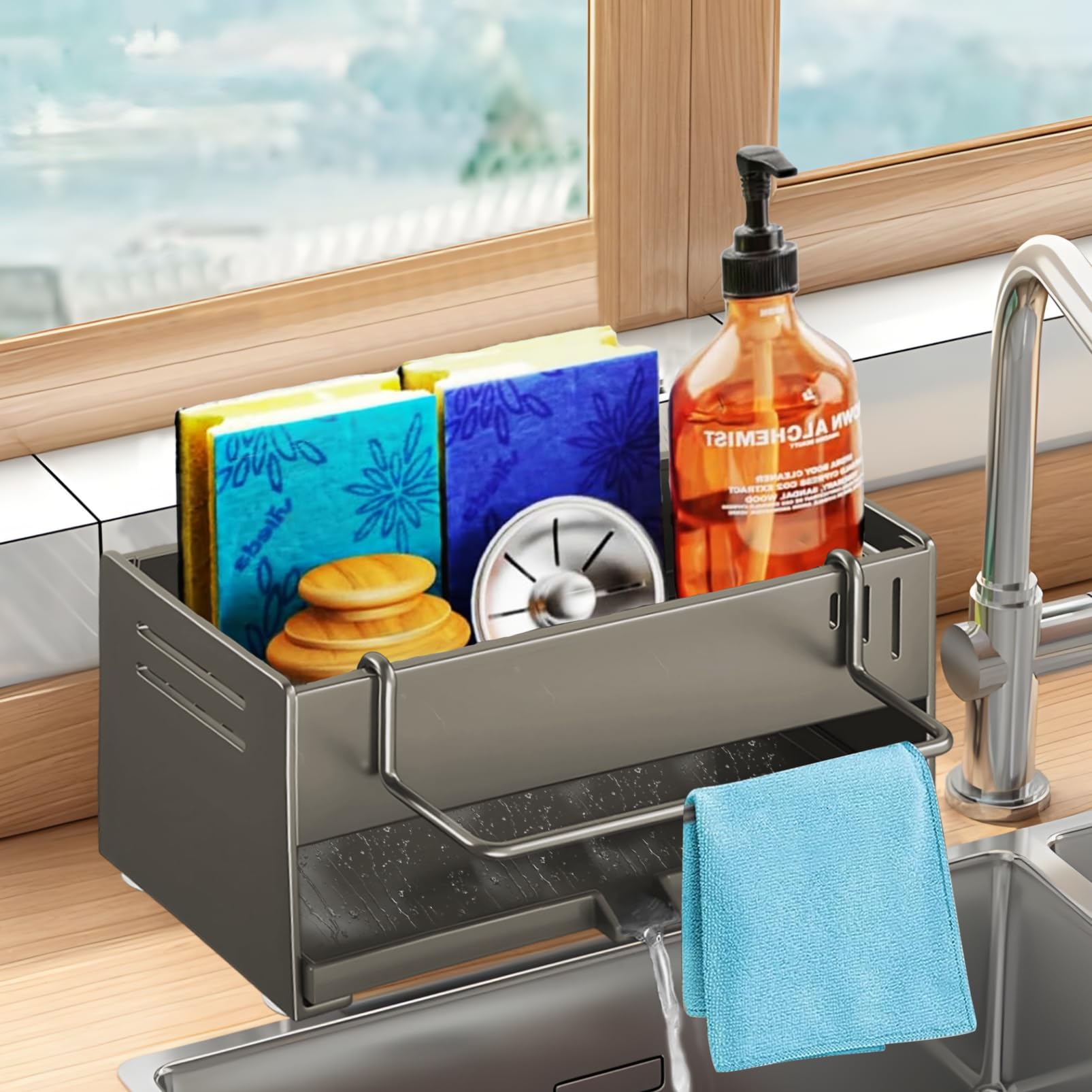  Küchen Schwammhalter Spülbecken Organizer Schwarz
| Selbstentleerender Ablaufwanne Küchen Sink Caddy
| Schwammhalter fü