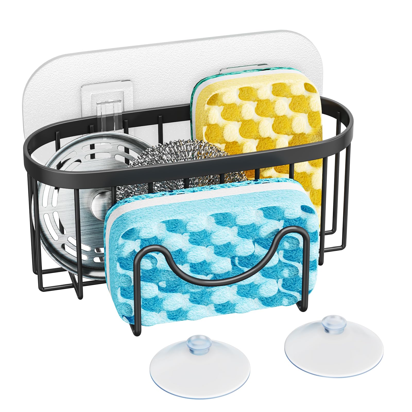 HapiRm 2-in-1 Spülbecken Organizer - Edelstahl Schwammhalter für Küche + Bürste, kein Bohren, Global Recycled Standard